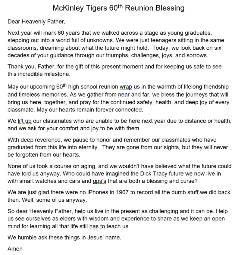 Blessing 60th Class Reunion – Mark Ono